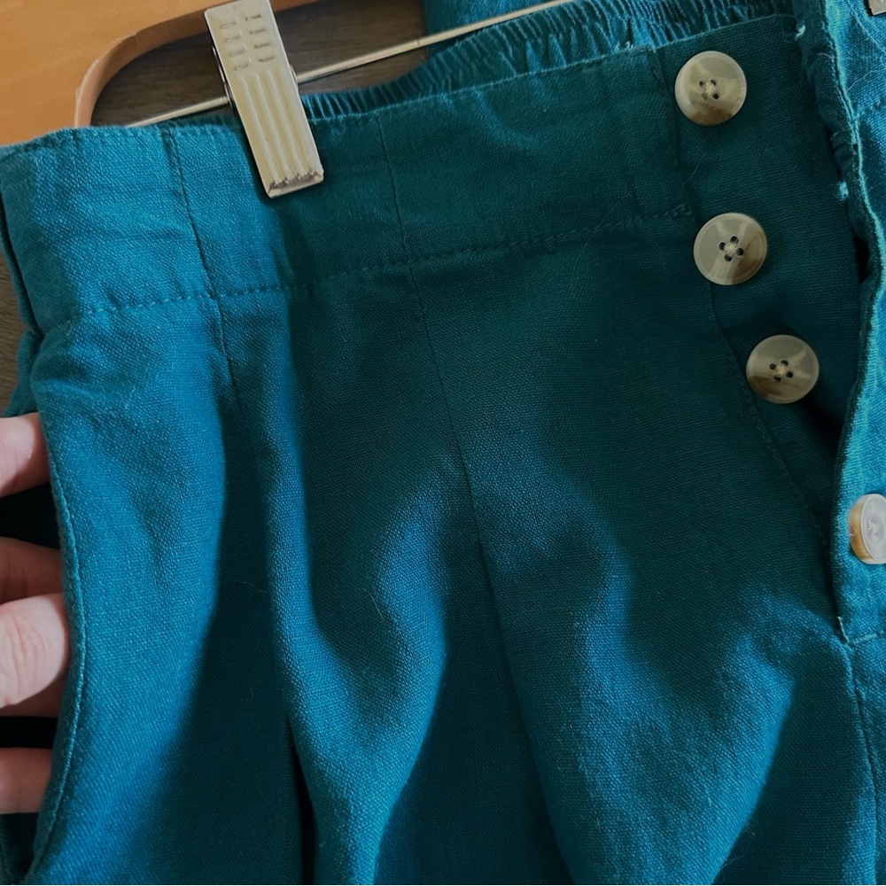 Sincerly Jules Wide Leg Pants Teal Blue Size Small Linen Blend NEW - Picture 9 of 12